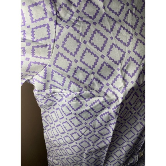 Blair Purple & White Tribal Aztec Geometric Fitted Button Down Blouse Medium NEW - Picture 7 of 8